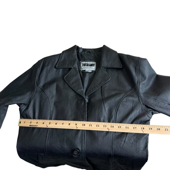 Tuskany Italy New York Leather Button Front Jacket with Shoulder Pads Women’s XL - Picture 7 of 11